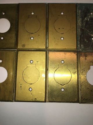 8 Bryant Elec Co Vintage Brass Single Hole Round Plug Outlet Wall Plate Covers 3
