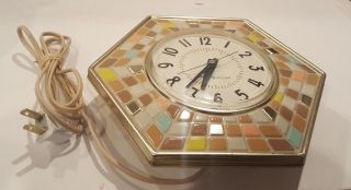 Vintage General Electric Ge Kitchen Electric Plastic Wall Clock Faux Mosaic