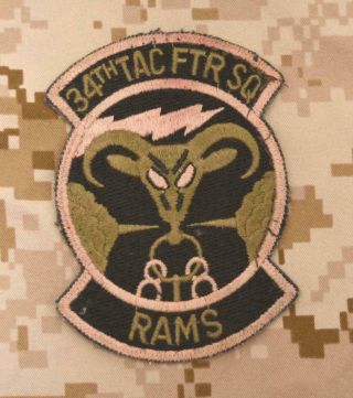 Vintage 34th Tactical Fighter Squadron Rams F - 4 Phantom F - 16 Squadron Unit Patch