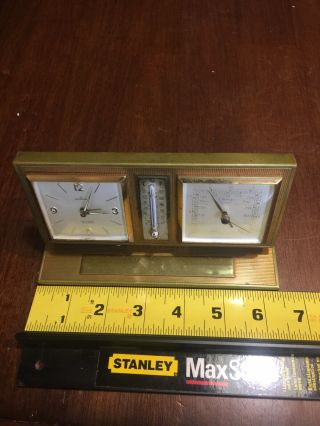 Vintage Rensie Travel Clock Alarm Thermometer Barometer Made in Germany 2
