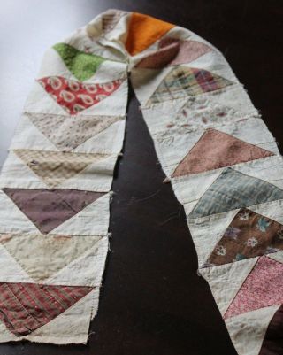 Vtg Antique Flying Geese Quilt Block Strip W/ 19th Century Cotton Fabrics Calico