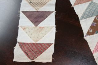 Vtg Antique Flying Geese Quilt Block Strip w/ 19th Century Cotton Fabrics Calico 2