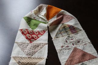 Vtg Antique Flying Geese Quilt Block Strip w/ 19th Century Cotton Fabrics Calico 3
