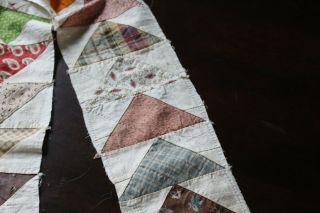 Vtg Antique Flying Geese Quilt Block Strip w/ 19th Century Cotton Fabrics Calico 4