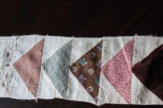 Vtg Antique Flying Geese Quilt Block Strip w/ 19th Century Cotton Fabrics Calico 5
