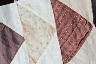 Vtg Antique Flying Geese Quilt Block Strip w/ 19th Century Cotton Fabrics Calico 7