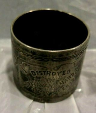 Battleship Maine Destroyed Havana Harbor 1898 Napkin Ring Spanish American War