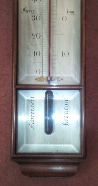 FABULOUS MASSIVE ANTIQUE MAHOGANY CASED OPTICIANS SHOP THERMOMETER BY F.  L.  WEST 12