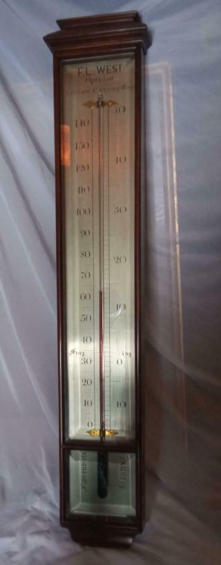 Fabulous Massive Antique Mahogany Cased Opticians Shop Thermometer By F.  L.  West