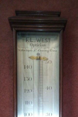 FABULOUS MASSIVE ANTIQUE MAHOGANY CASED OPTICIANS SHOP THERMOMETER BY F.  L.  WEST 9