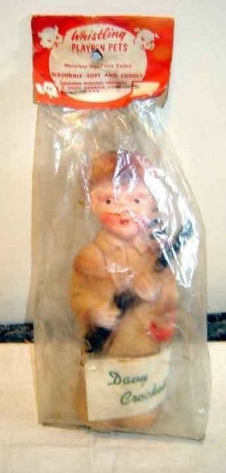 Vintage 1950s Davy Crockett Squeeze Toy In Package