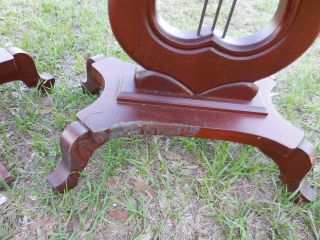 Pair Duncan Phyfe Style Mahogany LYRE Harp Side End Table Nightstand 4