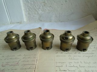 French Set Of 5 Brass Holder Light Bulb Sockets Classic Vintage For B 22