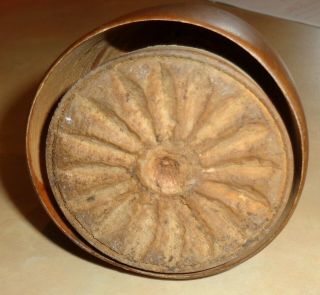 Antique Primitive Wooden Butter Mold Press Hand Carved Star Design 3