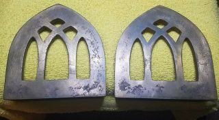 Antique Bronze Architectural Cathedral Windows Bookends 3