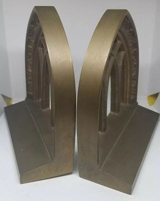 Antique Bronze Architectural Cathedral Windows Bookends 7