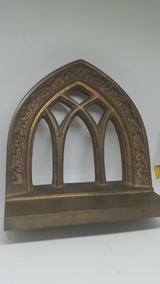 Antique Bronze Architectural Cathedral Windows Bookends 8