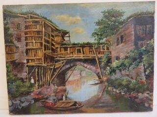 Antique Really Old Painting Oil China Orient