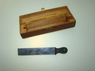 Very Rare Antique Medical Surgical Microtome Knife Ebony Handle In Case 1850