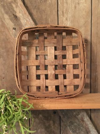 Vintage Small Primitive Handmade Tobacco Basket