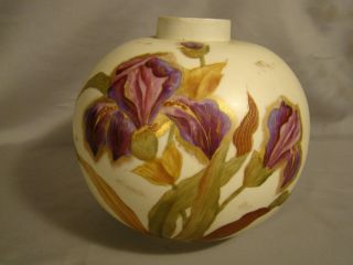 Fine Antique Hand Painted Rudolstadt Porcelain Iris Flowers Vase 1882 - 1918