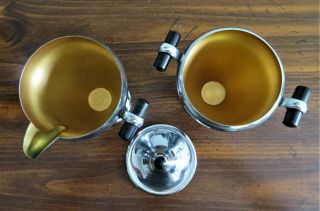 Vintage Bakelite Chrome Deco Globe coffee pot,  Cream and Sugar set VG 5