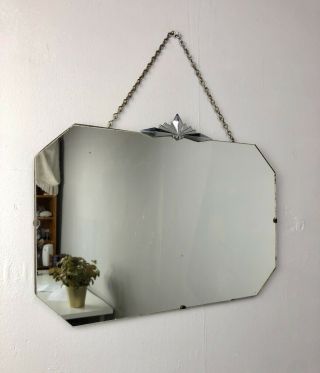Vintage Art Deco Frameless Mirror,  Wall Hanging M22