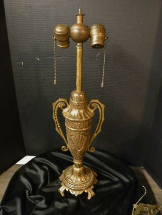 Antique Victorian Cast Iron Lamp Base Art Nouveau Benjamin Swivel Socket Cluster
