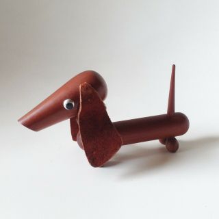 Vintage Wooden Dachshund Figurine Japan 60s Teak Rare / Kay Bojesen Hans Bolling