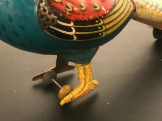 1920 ' s Germany? Tin Windup Toy Pheasant w/ Sound Bellows 6