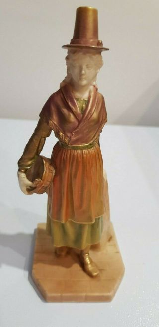 Antique Royal Worcester Welsh Lady Figurine C.  1896