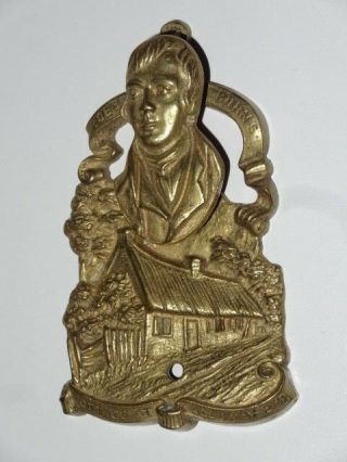 Antique Vintage Victorian Solid Brass Door Knocker Robert Burns Scottish Poet