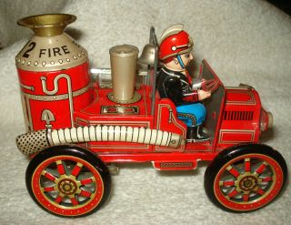 Vintage Modern Toys Japan Tin Friction Toy Fire Truck Engine 1912