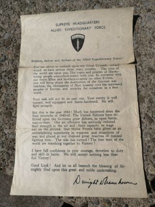 Ww2 Us British Canadian Eisenhower D - Day Letter
