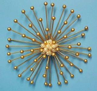 Starburst 8 Inch Gold & White Bead - Wall Hanging Retro Decor - Mid Century Atomic 2