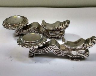 2 Vintage Quality Silver Plated Chinese Dragon Chopstick,  Bowl Rest