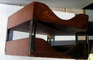 1911 Vintage No.  2 Desk Tray Made Of Wood With Metal Uprights Made Of Brass -