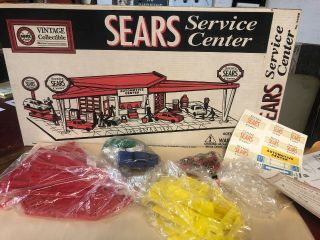 Marx 3436r 60s Tin Sears Service Gas Station Mib 1995 1:43 Play Set