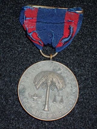 Us Philippine Insurrection Medal 1899 - Drape / Clasp - No.  7095,  Rare