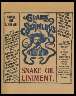 Snake Oil Quack Medicine Advertisement Poster Reprint On 100 Year Old Paper P003