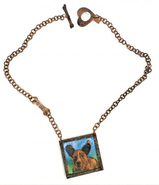 Liz Krinsky Metalsmith/jewelry Designer Dog Pendant Copper & Enamel Wearable Art