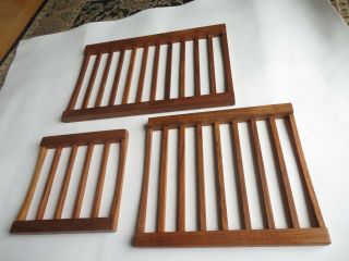 Vintage Teak Wood Trivet Set Mid Century Modern 3 Pc Set (q890)