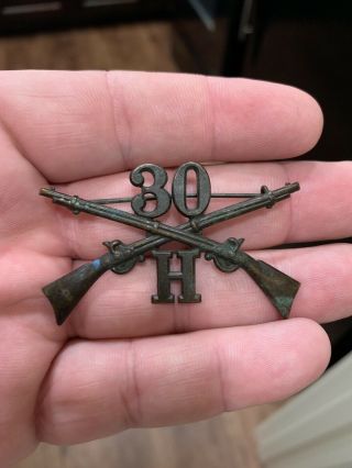 Spanish American War Wwi Us Army H Co 30th Infantry Officer Collar Insignia