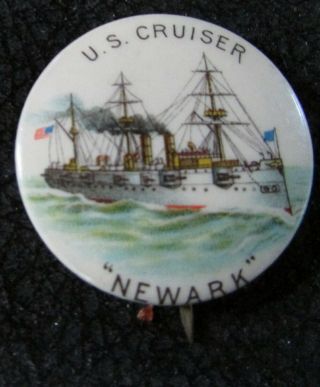 Rare 1898 Spanish American War U.  S.  N.  Armour Cruiser Newark Pin Pinback