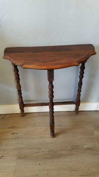 Vintage Half - Moon Wooden Side Or Wall Accent Table