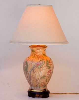 FREDERICK COOPER CHINESE HAND PAINTED CERAMIC TABLE LAMP FLORAL BIRDS 2