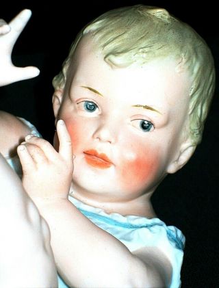 Antique German Gebruder Heubach Large 9 " Girl Doll Piano Baby Bisque Figurine