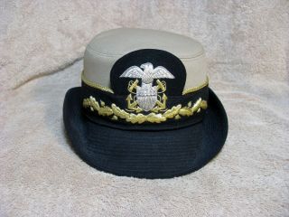 Vintage Us Navy Female Officers Dress Hat Kingford Khaki Cover Field Grade