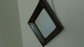 Arts And Crafts Diamond Shaped Copper Frame Bevel Edge Mirror