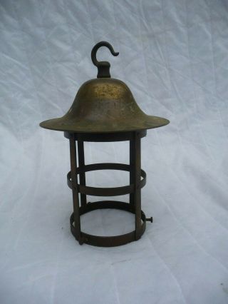 Antique 1930s/40s Copper/brass Open Porch Lantern Pendent Light Fitting Project